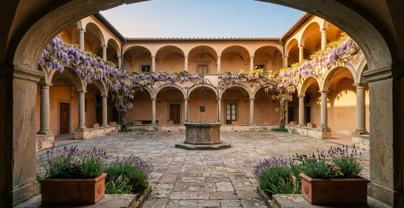 Interno di una dimora storica italiana con arredi d'epoca e comfort moderni discretamente integrati