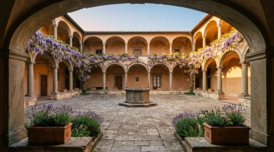 Interno di una dimora storica italiana con arredi d'epoca e comfort moderni discretamente integrati