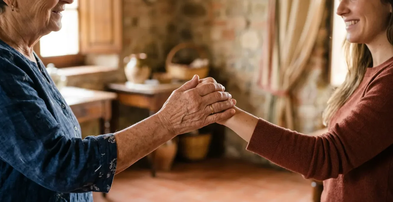Momento di condivisione autentica dell'ospitalità italiana con gesti di accoglienza calorosa