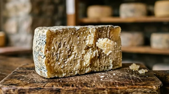 Degustazione sensoriale di formaggio artigianale con attenzione ai dettagli visivi e olfattivi